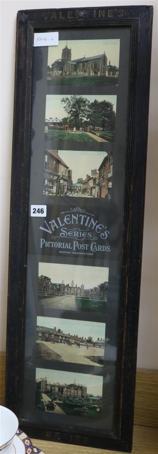 A Valentines Series postcard shop display containing Edwardian views of Aylsham width 26cm height 84cm